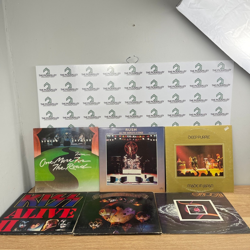 Vintage Classic Rock Live Vinyl Record Lot Rush Kiss Deep Purple Skynyrd 6 LPs
